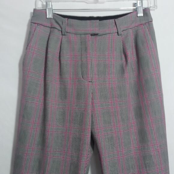 Express Gray Pink Plaid Pleated Ankle Cuff Trousers Preppy Academia Punk Size 4R - Picture 3 of 9